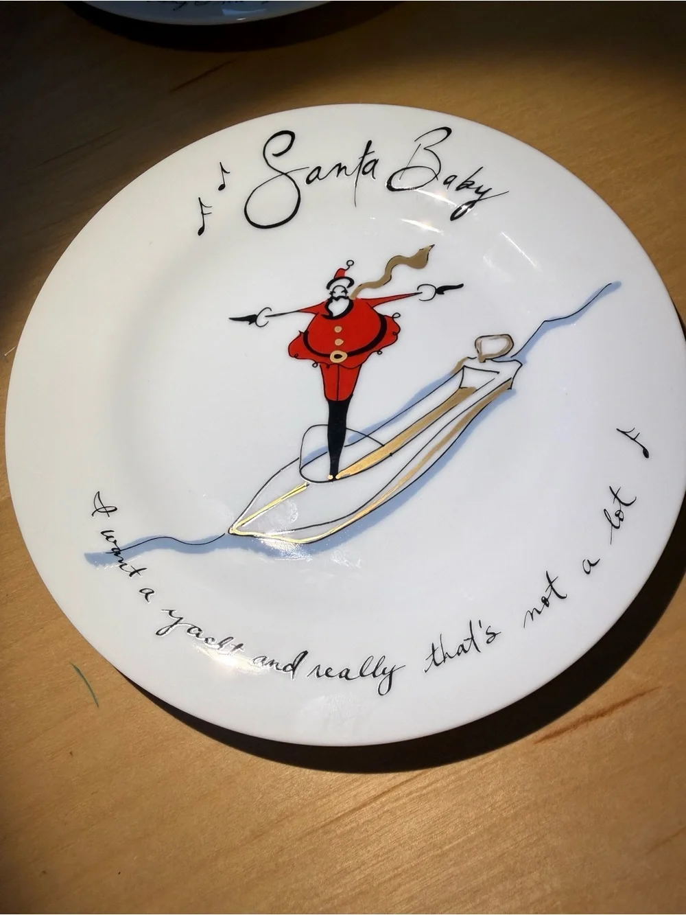 Pottery Barn Santa Baby Holiday lunch/salad Plates - White 8.5”. Made in Japan